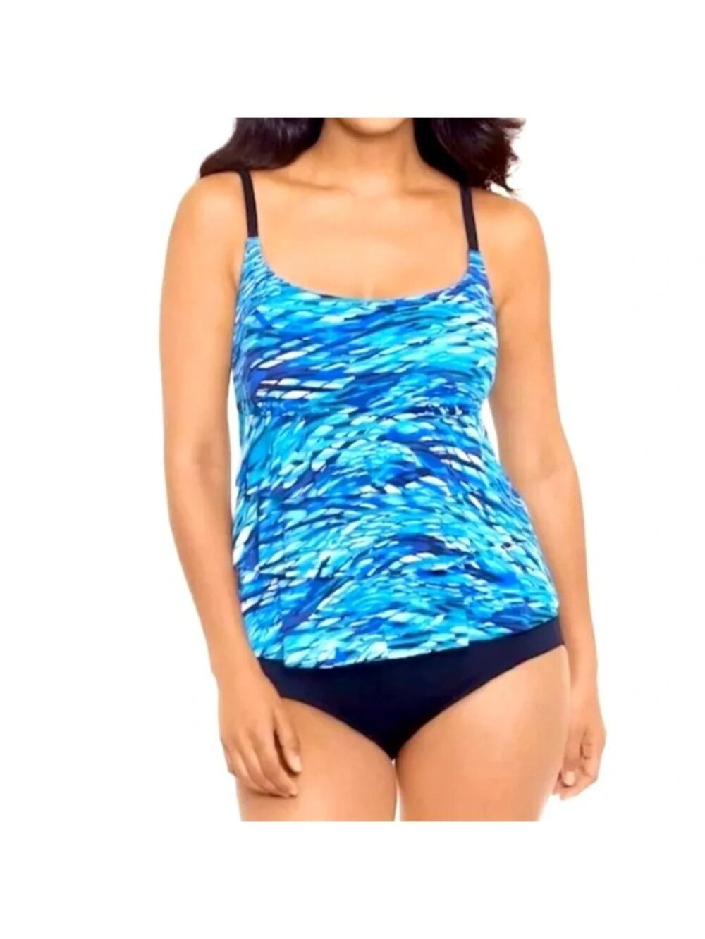 NEW Longitude Blue Tiered Tummy Control One Piece Swimsuit Size 16